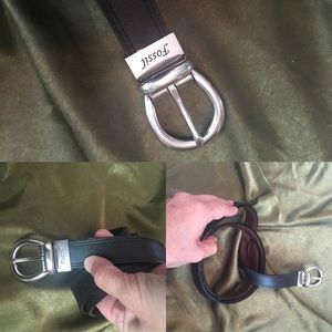 “Fossil” black/brown reversible leather belt, M.